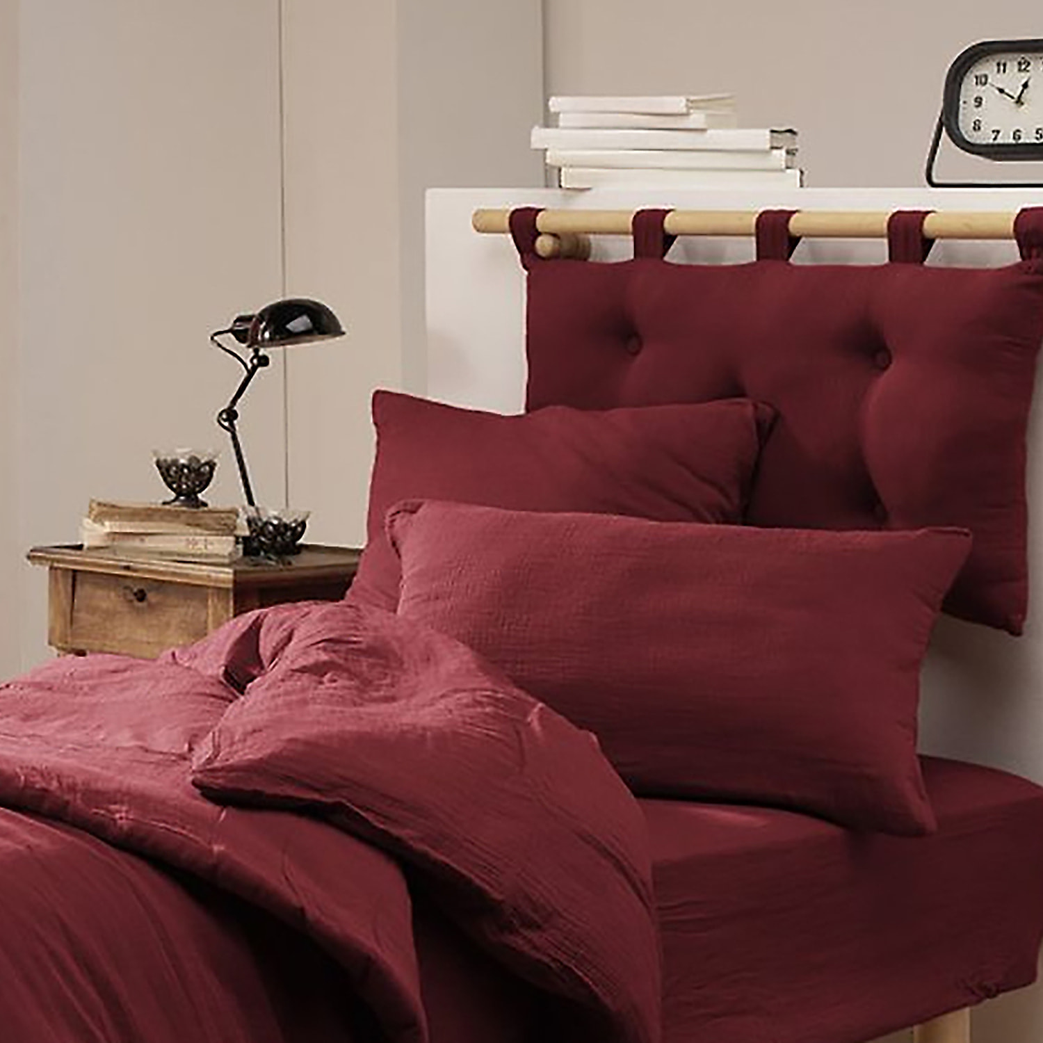 Taie D'oreiller 100 % gaze De Coton Lie De Vin