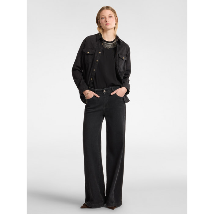 Elena Mirò - Jeans flare con inserti laterali - Nero