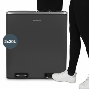 Papelera para reciclaje Les Collectors 2x30L – Gris oscuro Nº916