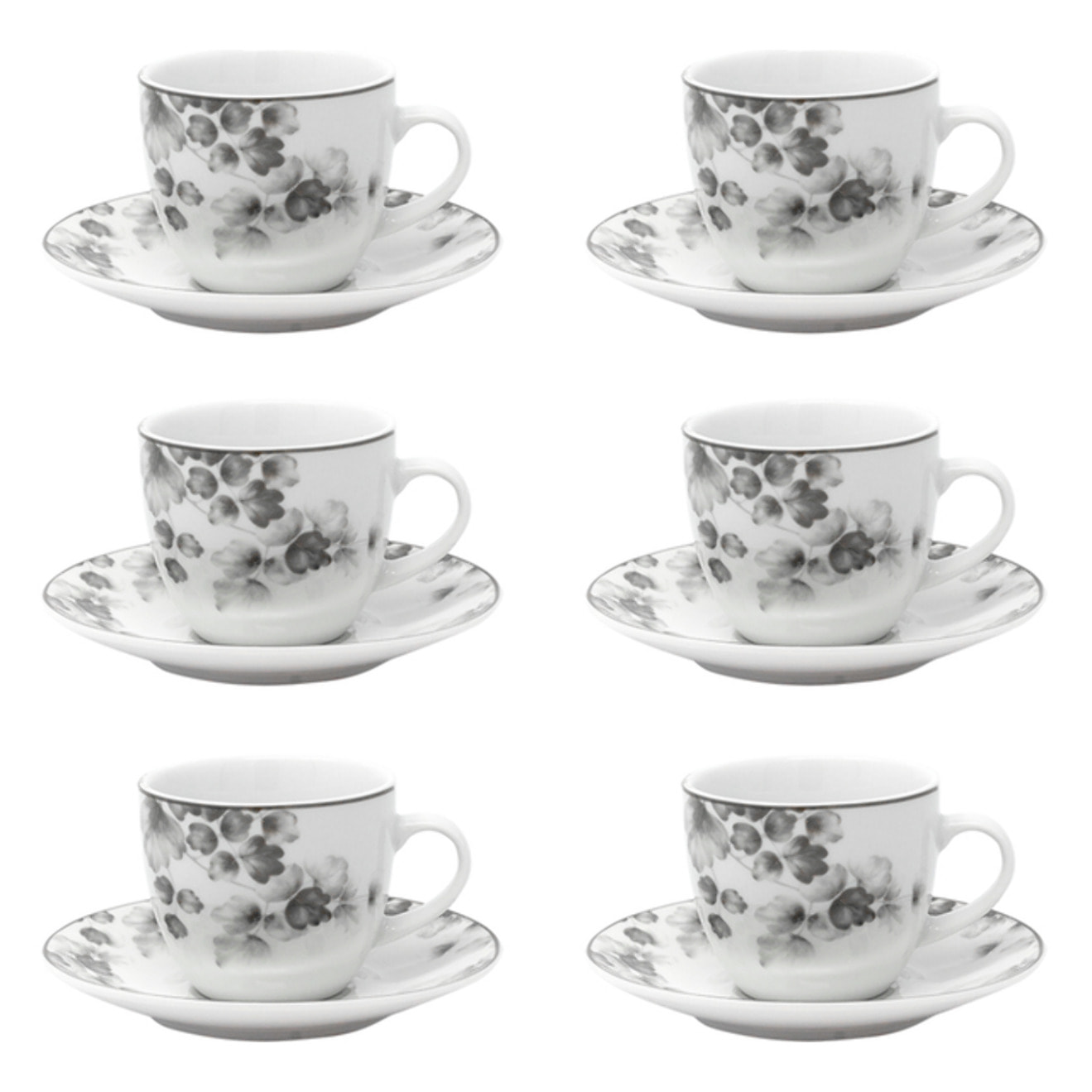 Set da caffè Foliage da 6 pezzi in porcellana