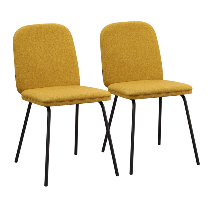 Sedie moderne in tessuto ocra con gambe nere - Karen