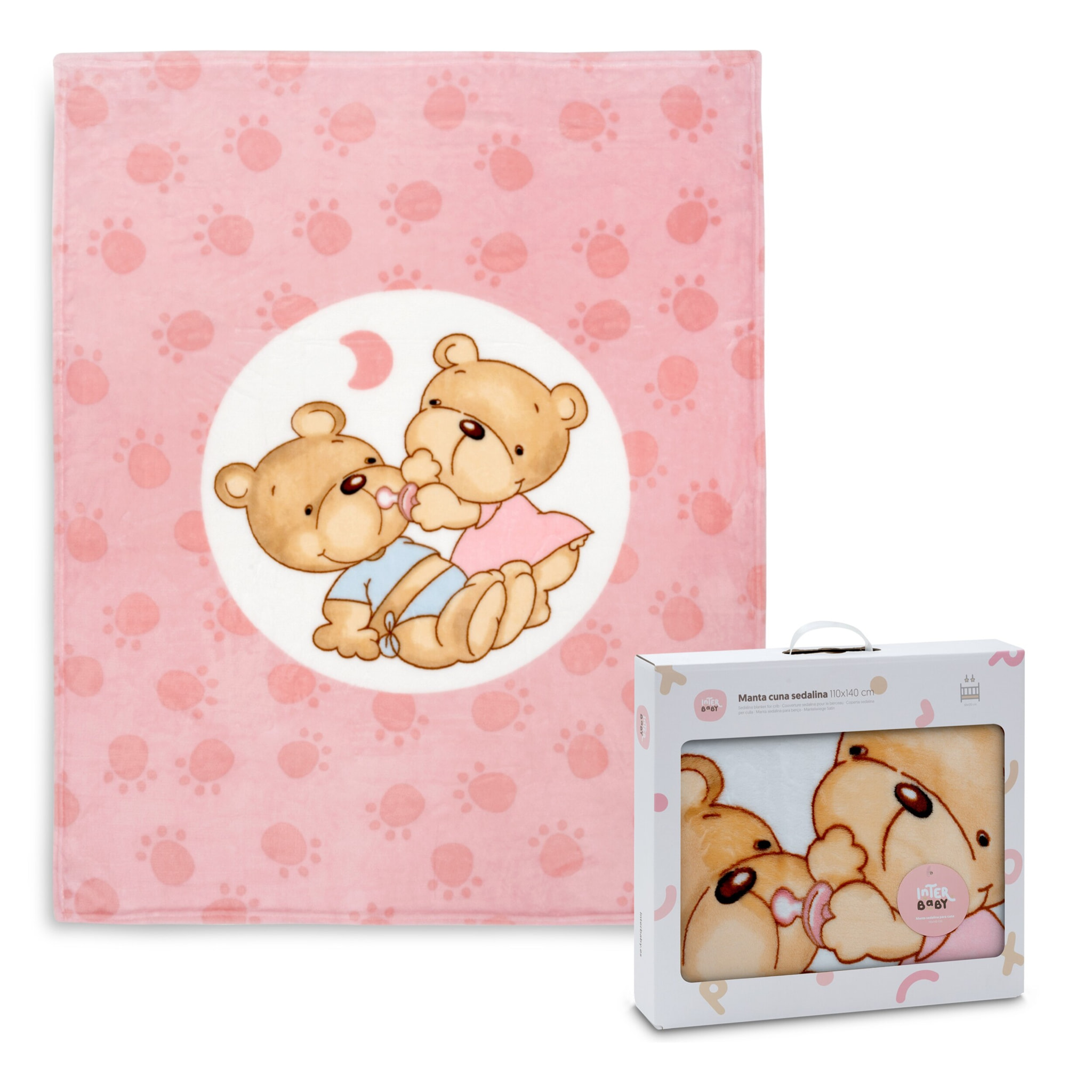Manta Cuna Sedalina Parejita Osos Rosa