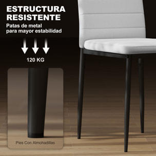 Pack de 6 Sillas de Comedor Modernas, Sillas de Cocina Tapizadas en Lino Sintético con Respaldo Alto y Patas de Metal, para Salón, Blanco
