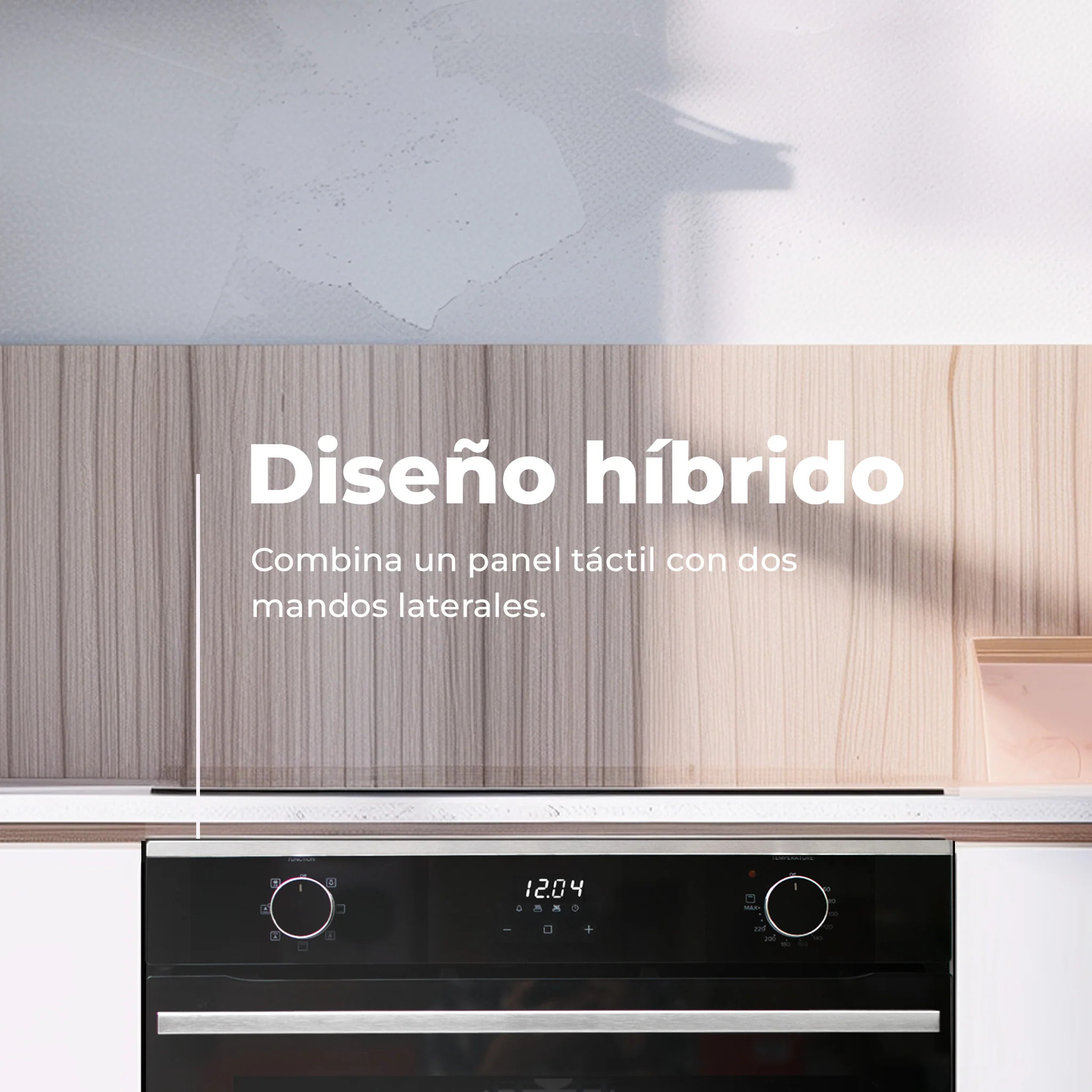 EVVO Horno integrable H20, 77L, clase A, 7 programas, display digital, temporizador, mando selector, puerta triple cristal, negro.