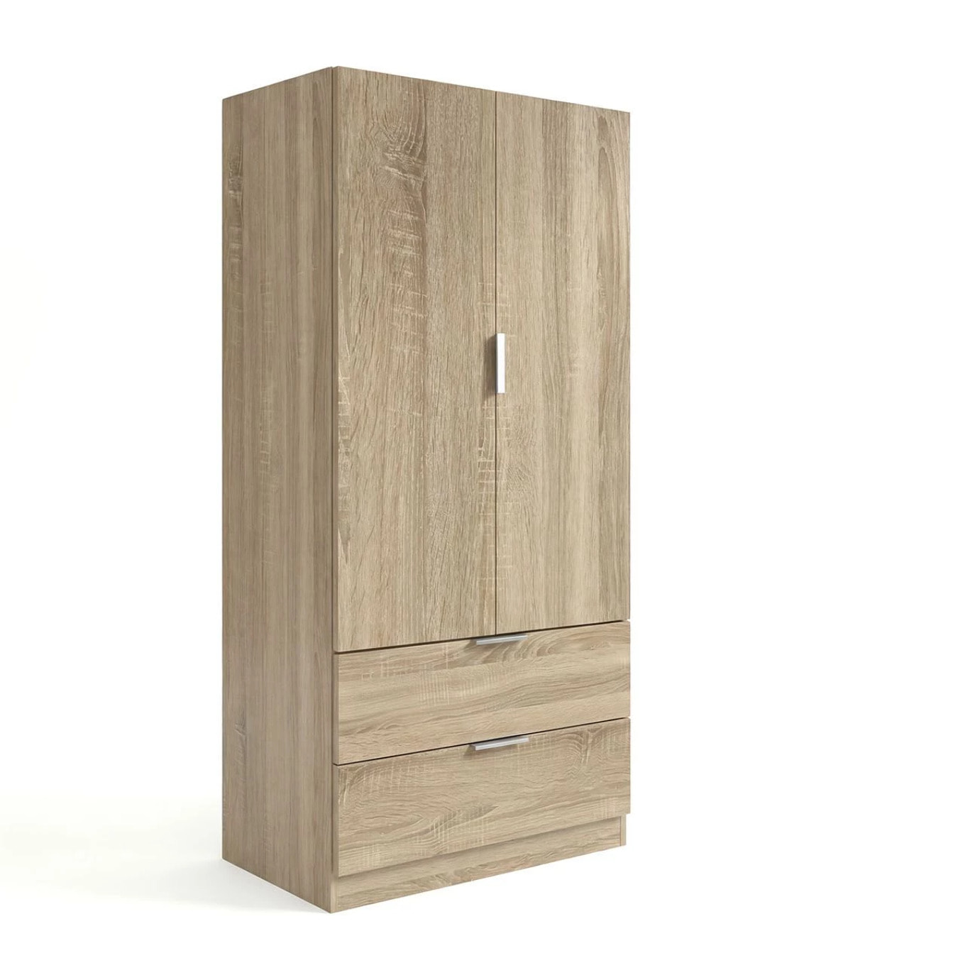 Armario de 2 puertas y 2 cajones en roble canadian 81,5x180 cm Lark Roble