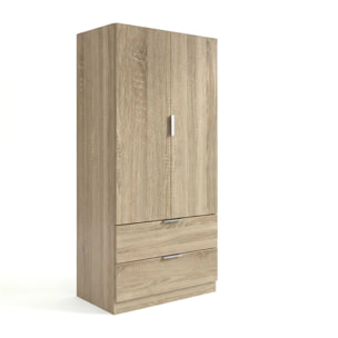 Armario de 2 puertas y 2 cajones en roble canadian 81,5x180 cm Lark Roble