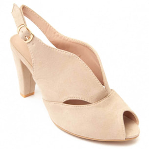 Sandalias de tacón - Beige - Altura: 8 cm