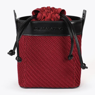 Borsa a tracolla combinata in tessuto e similpelle