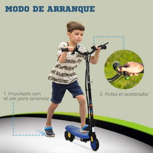 Patinete Eléctrico para Niños de 7-14 Años, Plegable, Patín Eléctrico, Max. 12 km/h, Motor 120 W, Autonomía Máxima 10 km, con Manillar Ajustable en Altura, Faro LED y Freno, Azul