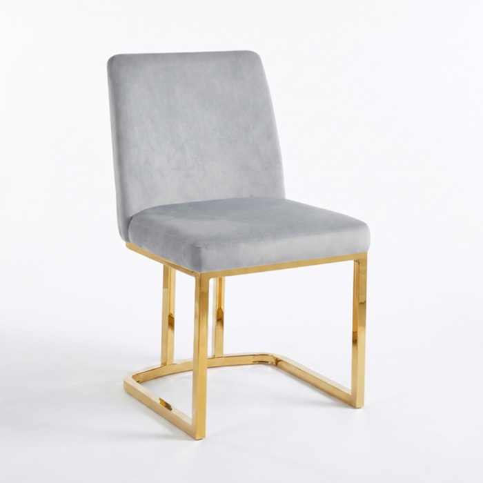 Sedia Imbottita in Effetto Velluto con Gambe Oro, Design Moderno ed Elegante per Sala da Pranzo, Cucina, Soggiorno, Studio e Ufficio