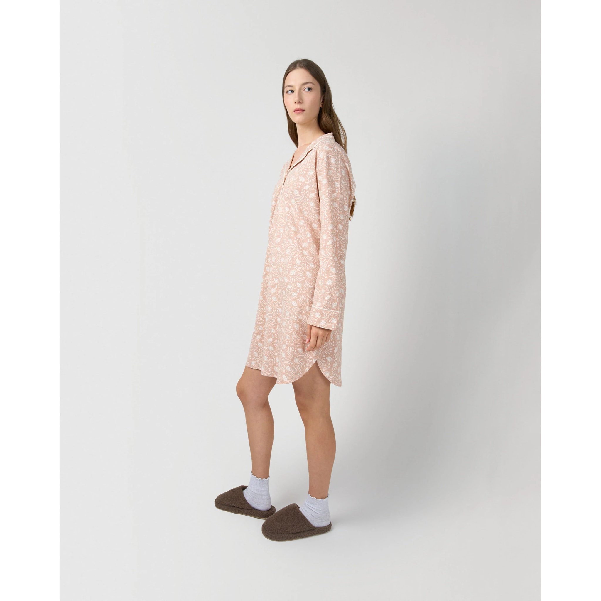 Camisón camisero algodón dusty rosa