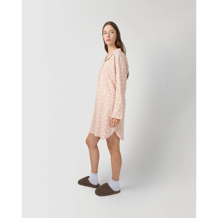 Camisón camisero algodón dusty rosa