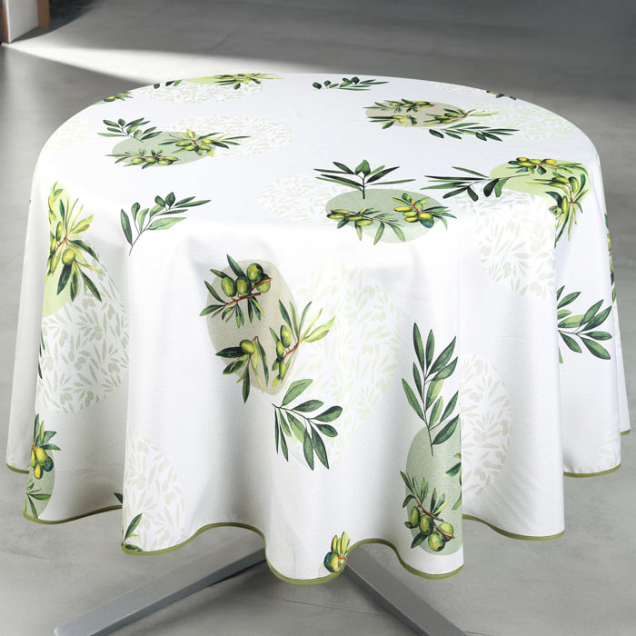 Nappe anti-tâche ronde motif olive - Vert