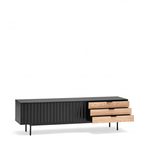 Mueble de televisión Sierra 2 puertas y 3 cajones negro y roble