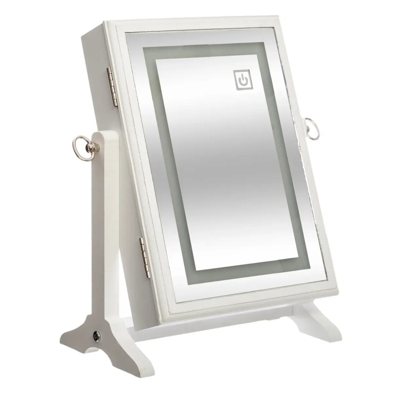 Armoire à bijoux LED "Bettany" en bois blanc 26x35cm