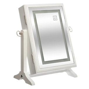 Armoire à bijoux LED "Bettany" en bois blanc 26x35cm