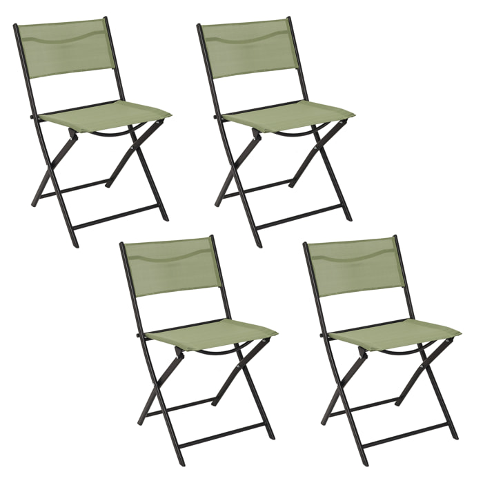 Chaise Exterieur Pliable Elba Textilene Vert - Lot De 4