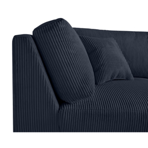 Garance - module d'assise d'angle réversible - en velours côtelé - Bleu nuit