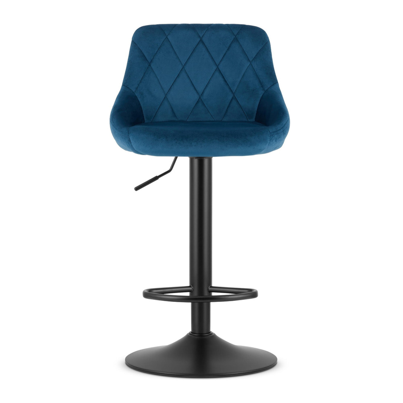 Sgabello da bar KAST in velluto blu navy con base nera