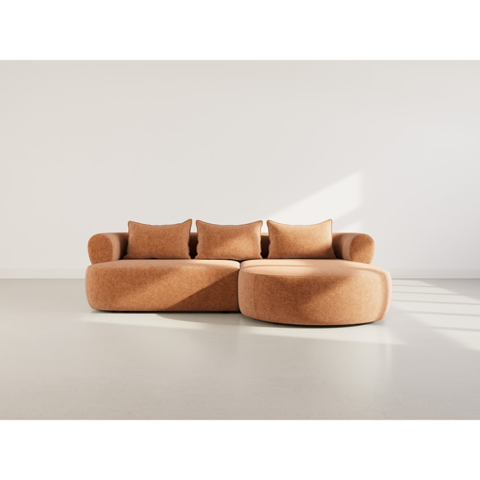 Angela - canapé d'angle droit 4 places en velours texturé - Terracotta