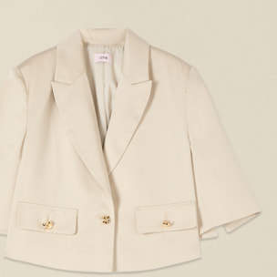 Oltre - Chaqueta corta en lyocell con botones joya - Beige
