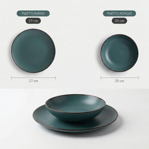 Set 12 Piatti in Ceramica, lavabile in lavastoviglie e adatto a microonde, Intrecci