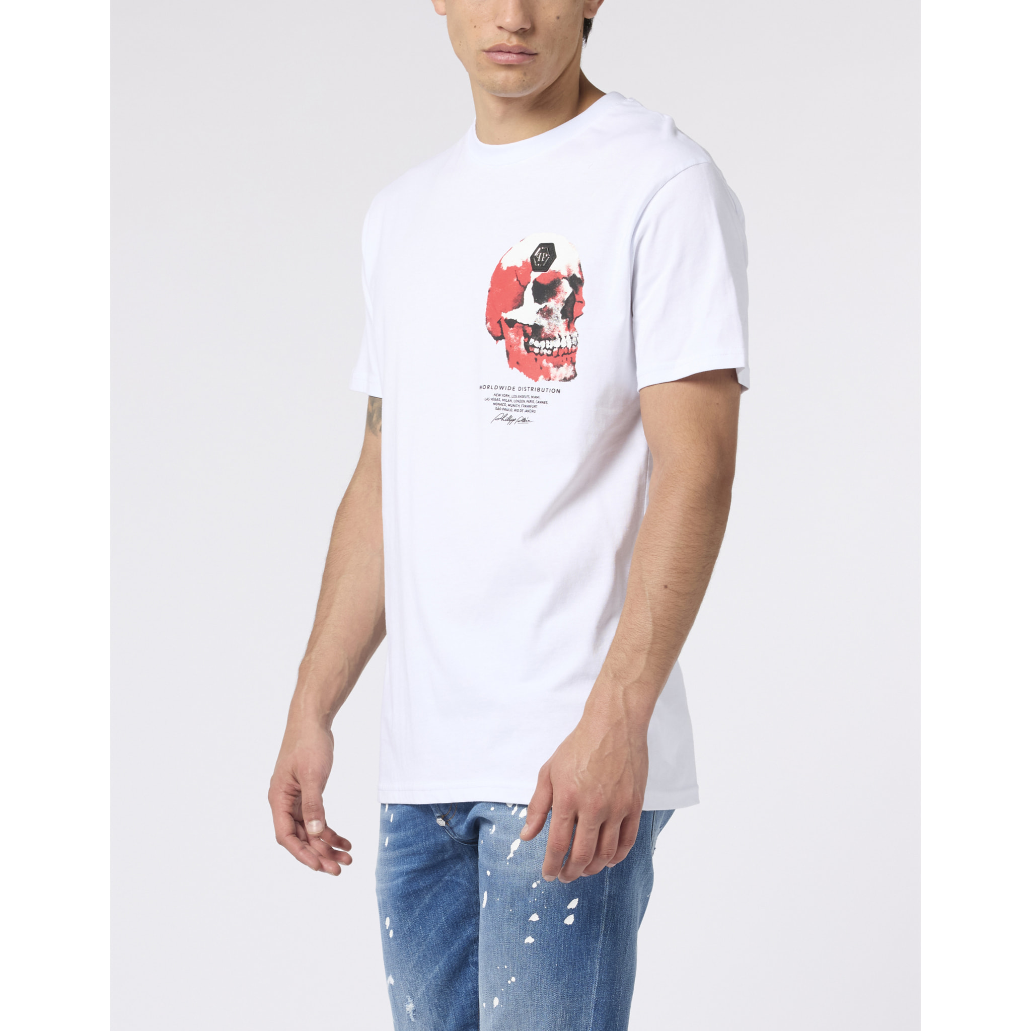 PHILIPP PLEIN Roundneck T-Shirt Puffy Red Skull Skull