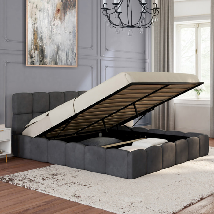 Lit coffre Bubble 160x200cm velours gris