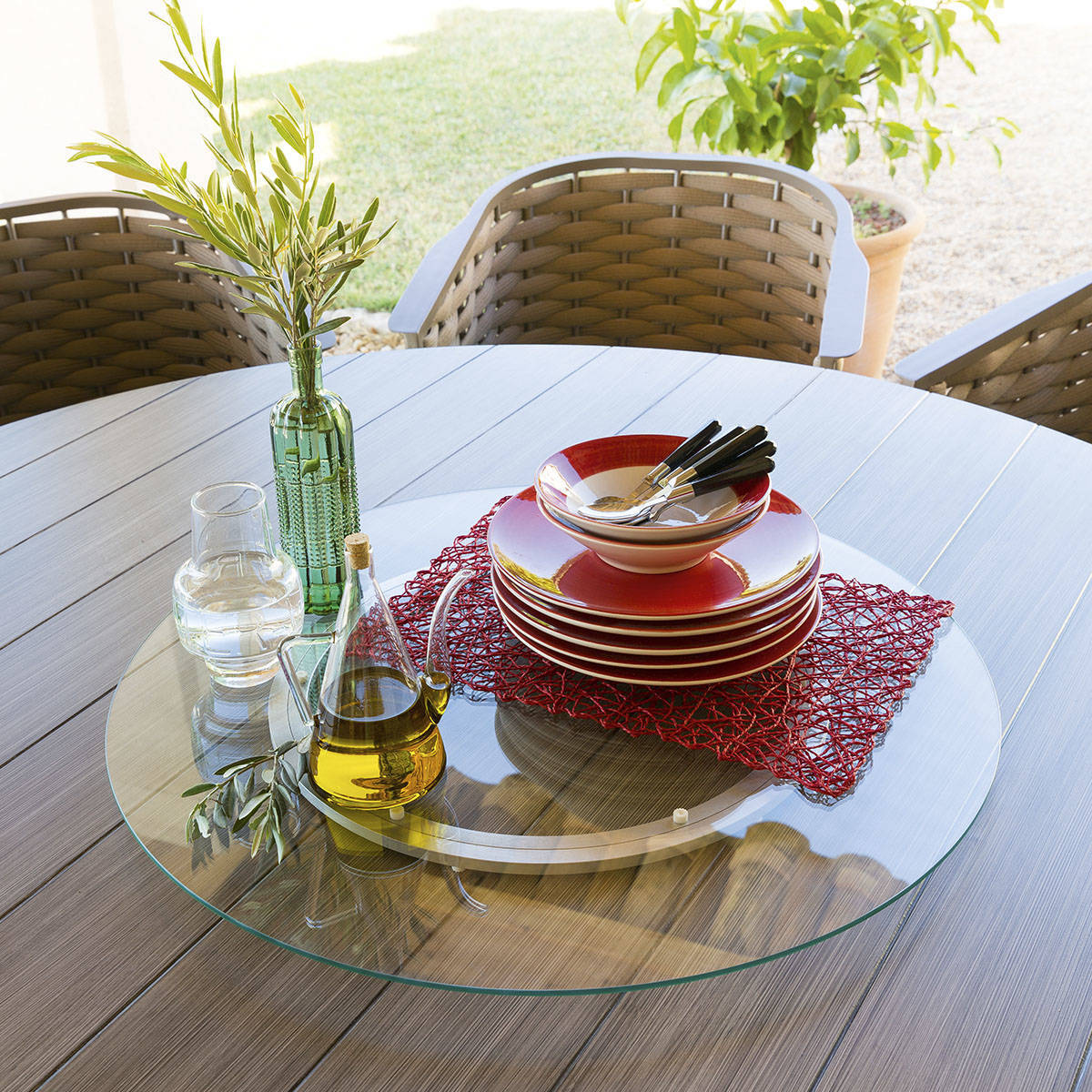 Plateau mobile tournant D70cm en verre trempé