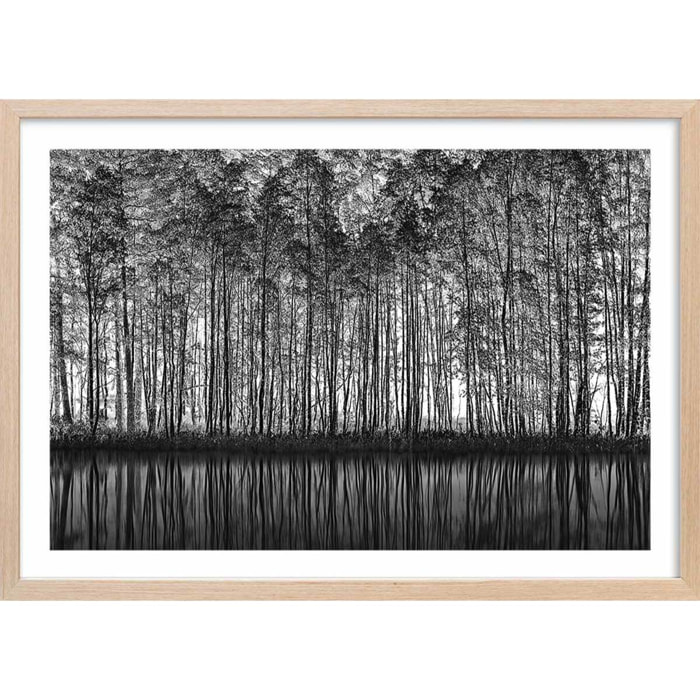 Affiche nature pointillisme Affiche + cadre en bois - Chêne