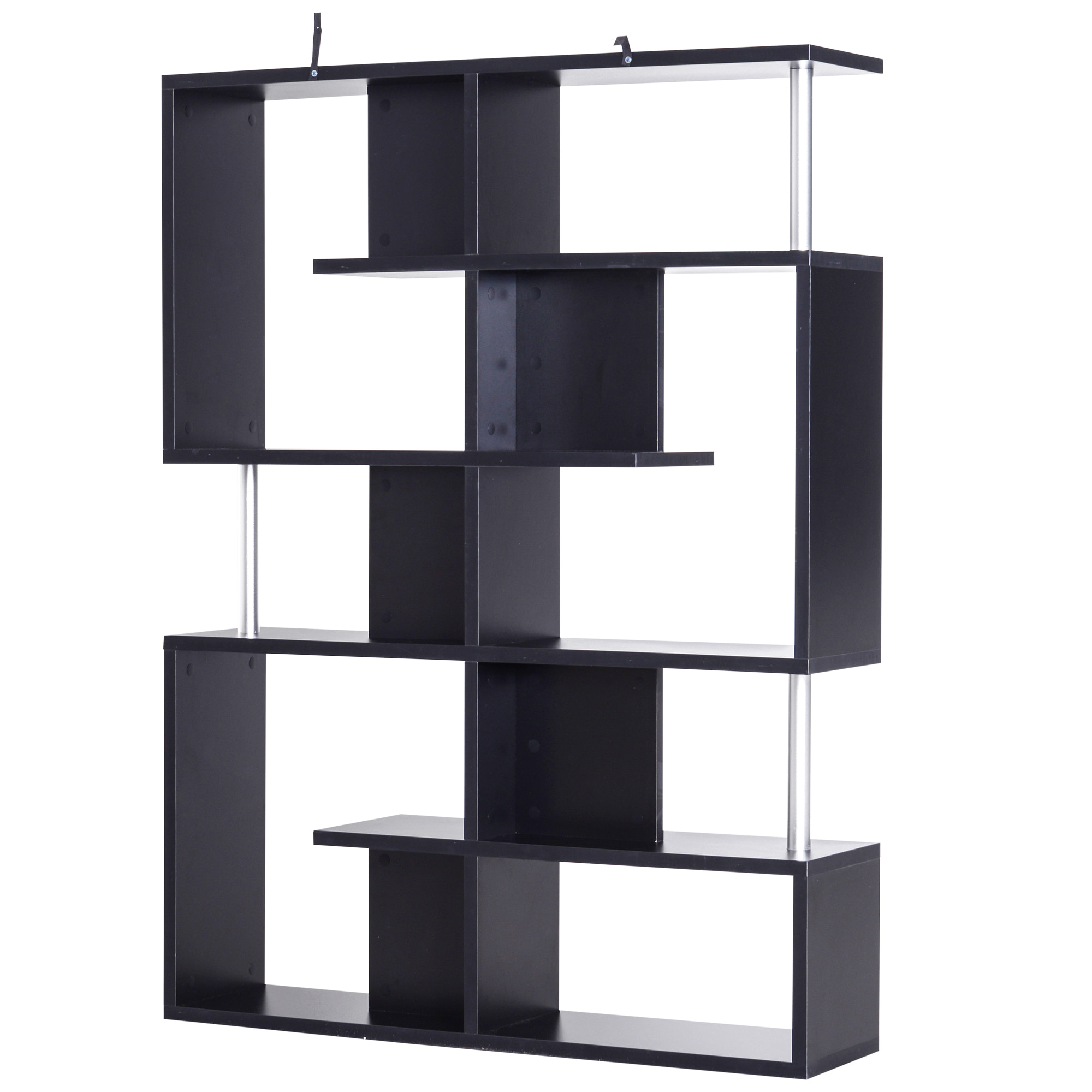 Bibliothèque étagère séparation design contemporain zig zag dim. 120L x 29l x 160H cm panneaux particules noir métal