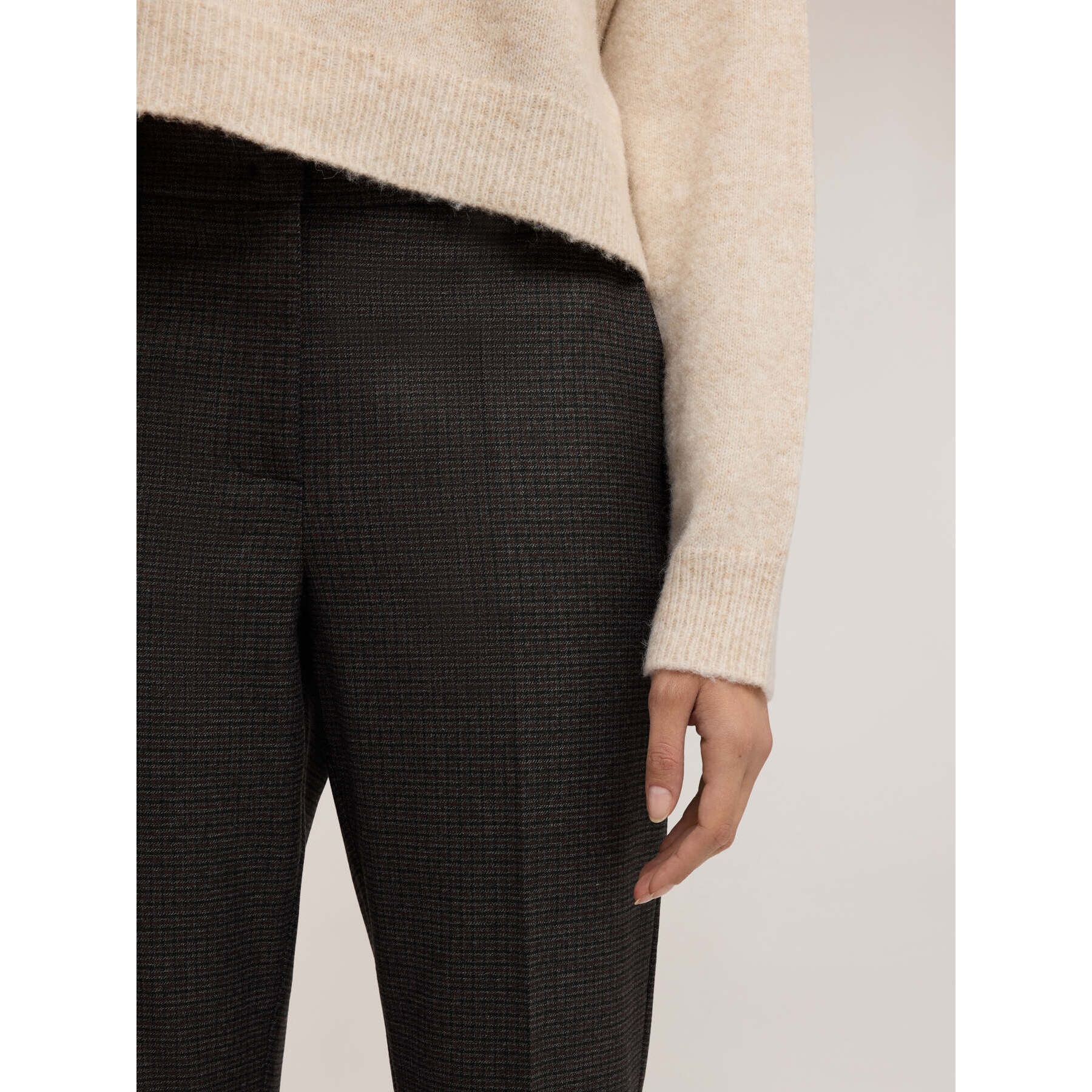 Motivi - Pantaloni regular in tessuto tinto filo - Grigio