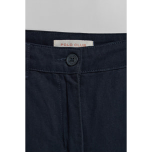Pantaloni chino May blu marino con ricamo sulla tasca minimal Polo Club sulla tasca