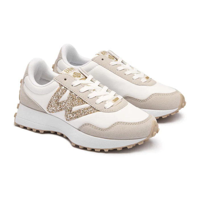 Zapatillas Deportivas Logo Glitter B&W Beige