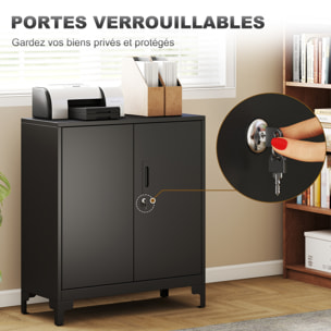 Armoire de bureau métal verrouillable 2 portes étagère