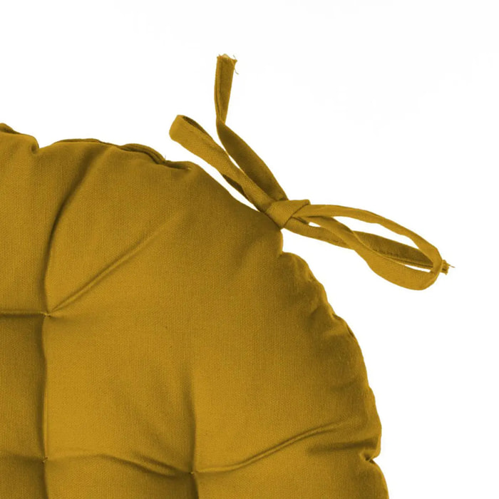 Galette de chaise ronde jaune D38cm