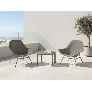 Lot de 2 fauteuils de jardin avec table basse "Soléna" - Taupe