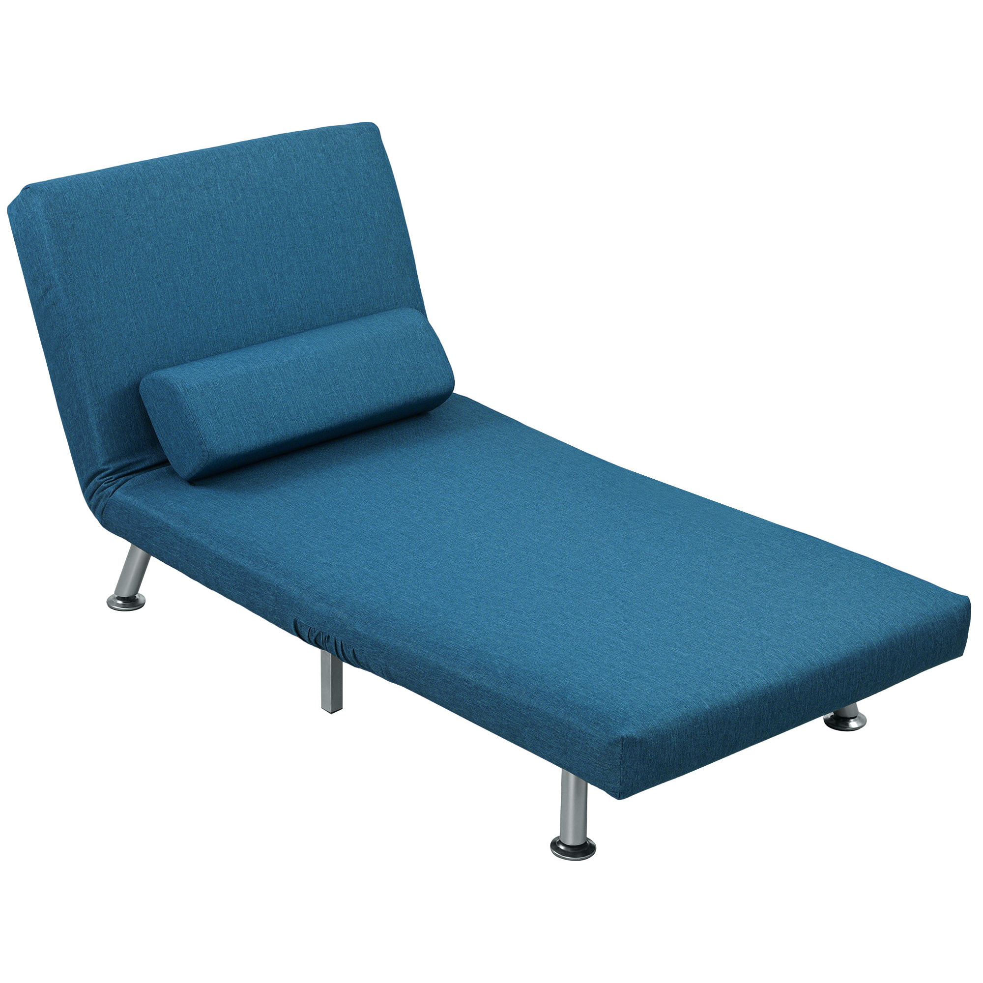 Fauteuil convertible 3 en 1 chauffeuse lit avec coussin bleu canard