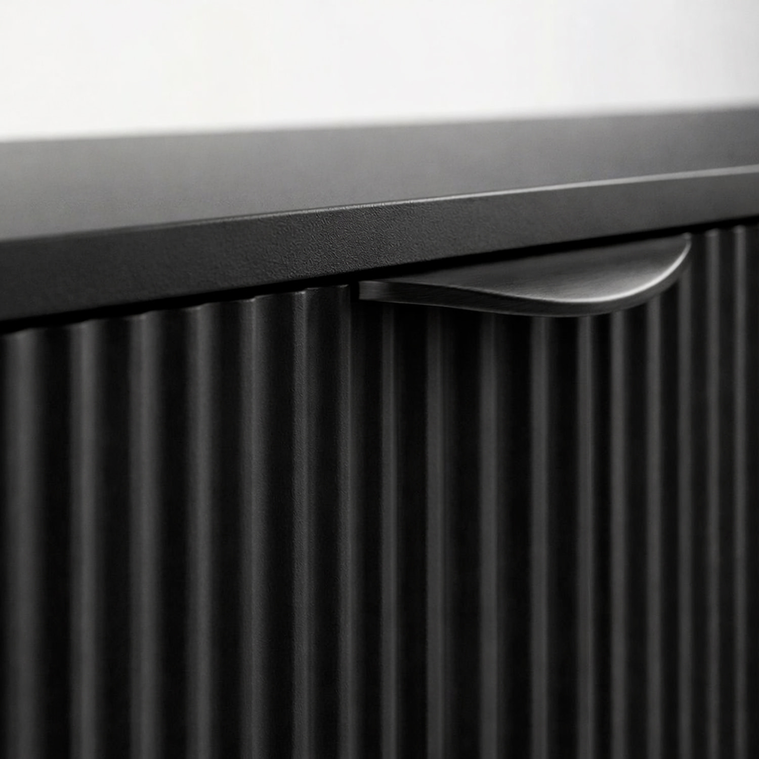 Mobile Porta TV Con 2 Ante A Ribalta Finitura Cannettato Mobiletto Design Moderno Elegante Piedini Slanciati Soggiorno Camera  200 x 51 x 38 cm nero