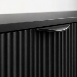 Mobile Porta TV Con 2 Ante A Ribalta Finitura Cannettato Mobiletto Design Moderno Elegante Piedini Slanciati Soggiorno Camera  200 x 51 x 38 cm nero