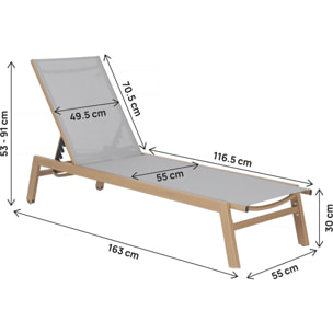 Bain de soleil en aluminium imitation bois  "Elysia" - Gris clair
