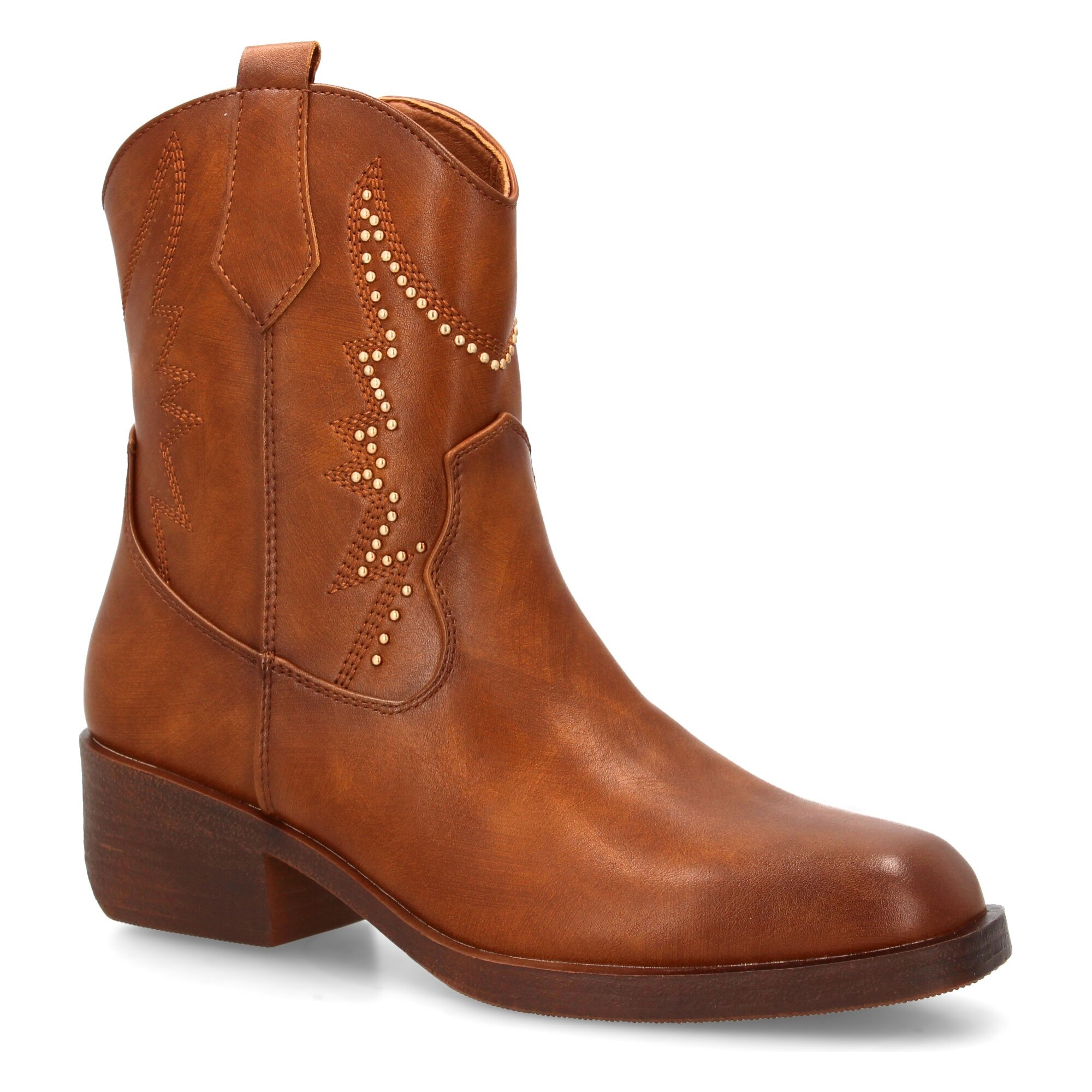 Bota cowboy con diseño de tachuelas.