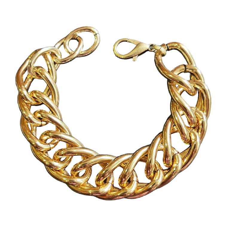 Pulsera eslabón grande dorado doble