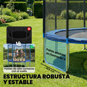 Cama Elástica para Niños Exterior Ø305 cm, Trampolín para Niños de +6 Años con Red de Seguridad, Escalera, Acolchado de Muelles y Marco de Acero Galvanizado, Carga 120 kg