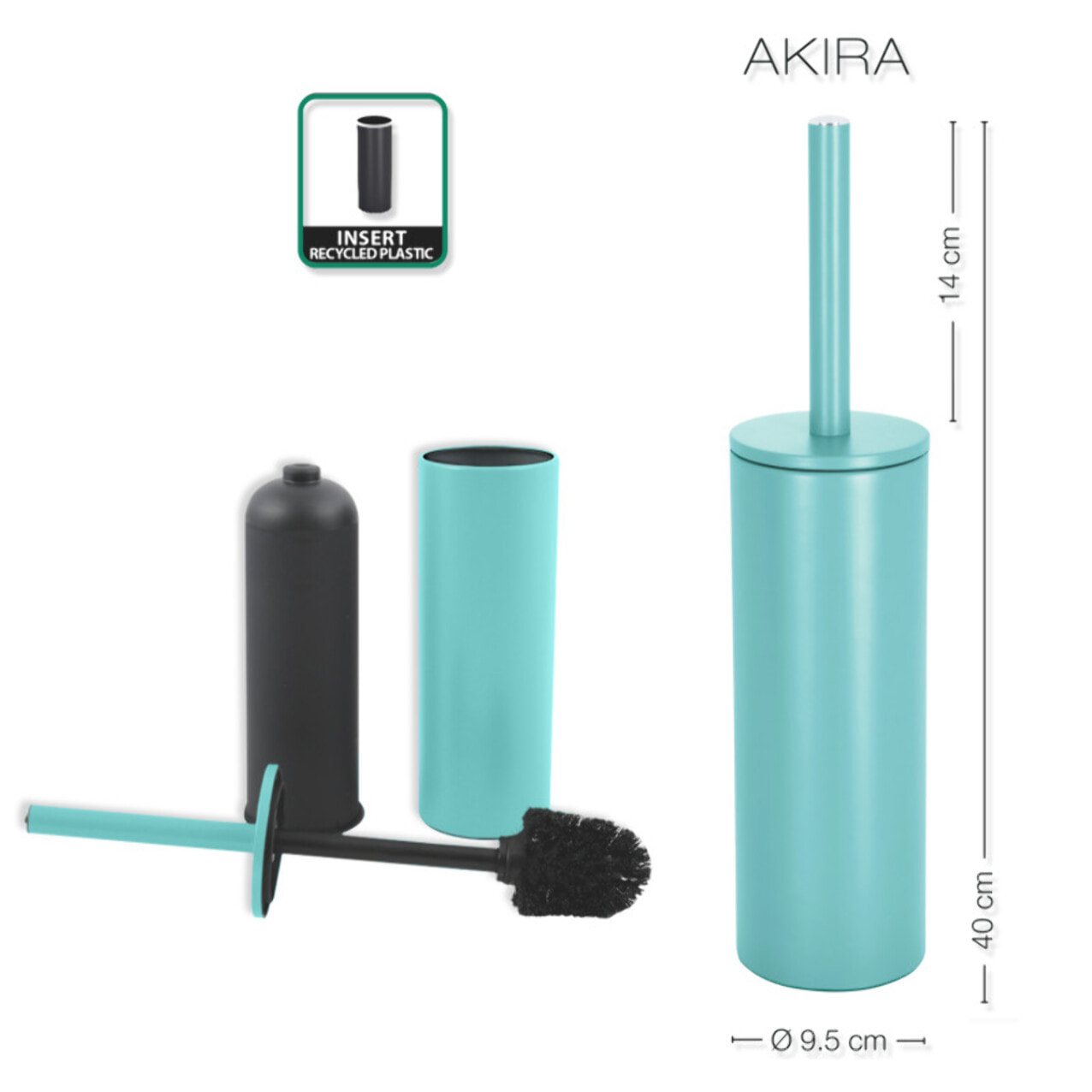Set Poubelle à  pédale 5L & Brosse Wc AKIRA Turquoise mat Spirella