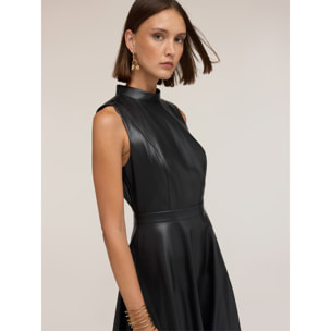 Motivi - Vestito flare corto con collo alto - Nero