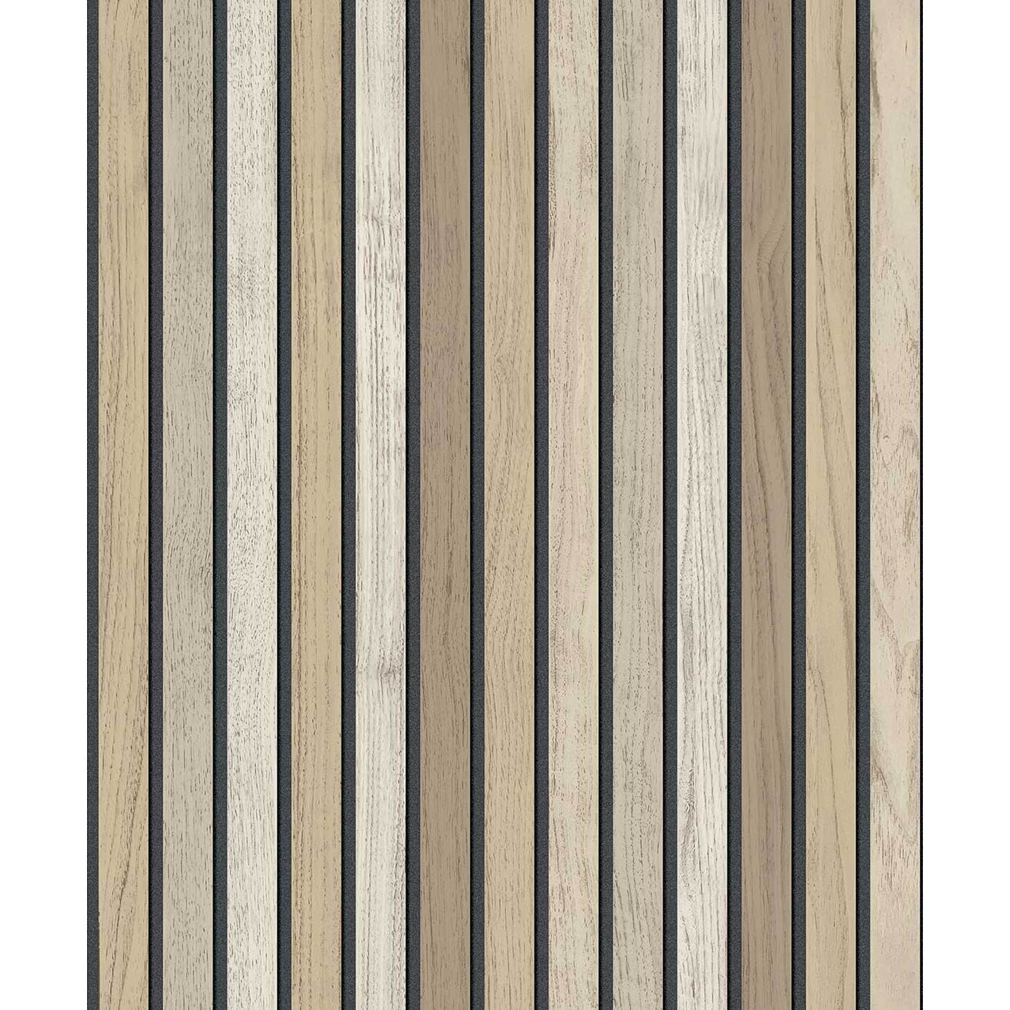 Papier peint lattes bois beige sable