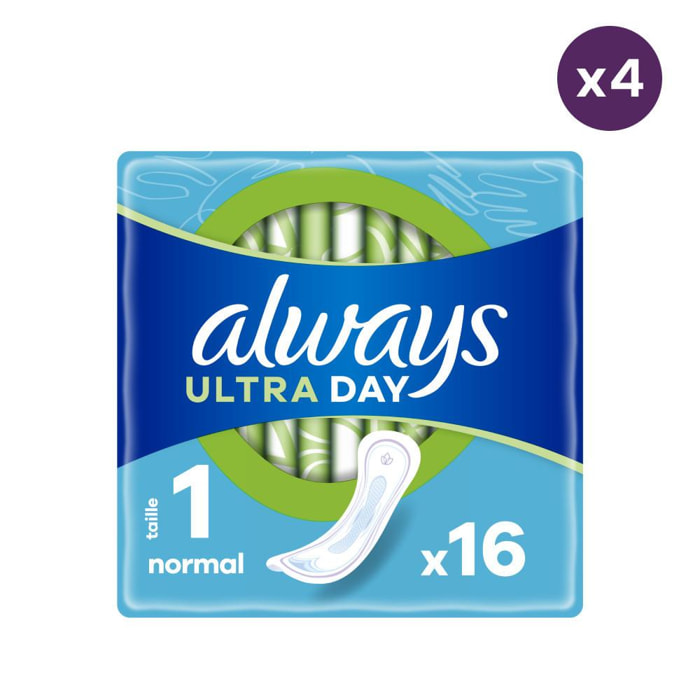 4x16 Serviettes Hygiéniques Always Ultra Jour Normal - Taille 1