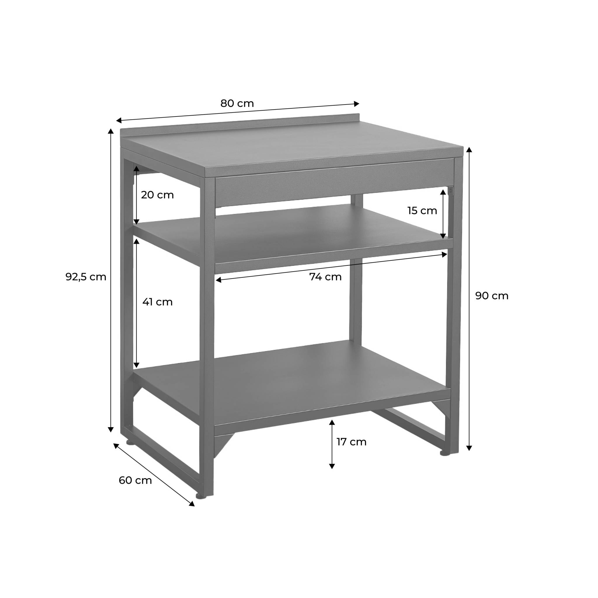 Cuisine extérieure acier 2 étagères L80cm noir - Kea