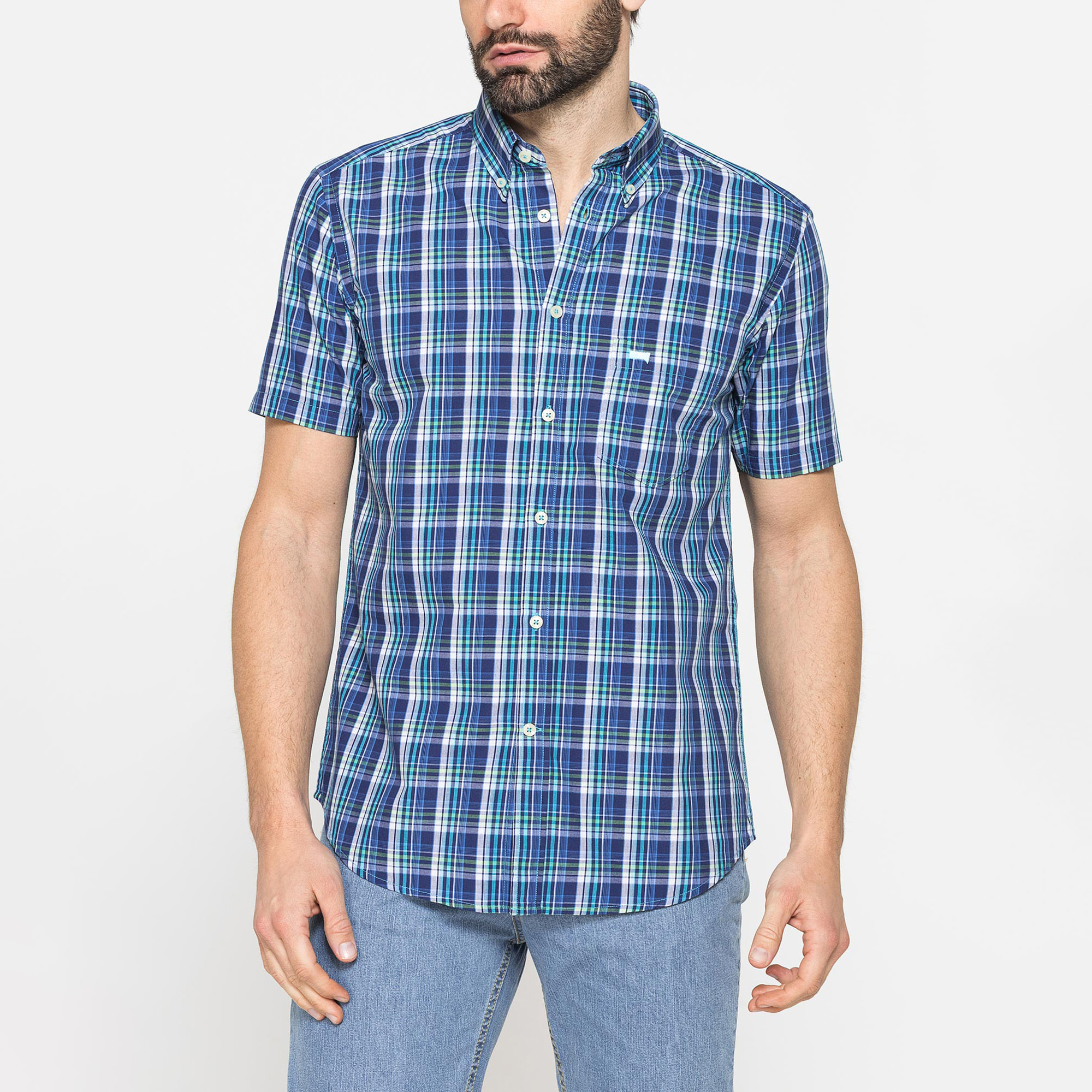 CAMICIA A MANICA CORTA IN COTONE CON FANTASIA